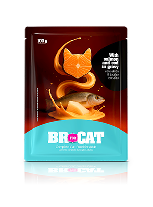 br for cat with salmon and cod in gravy