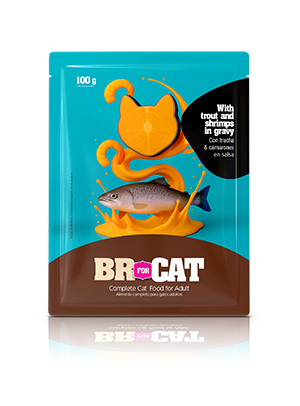 br for cat with trout and shrimps-in-gravy